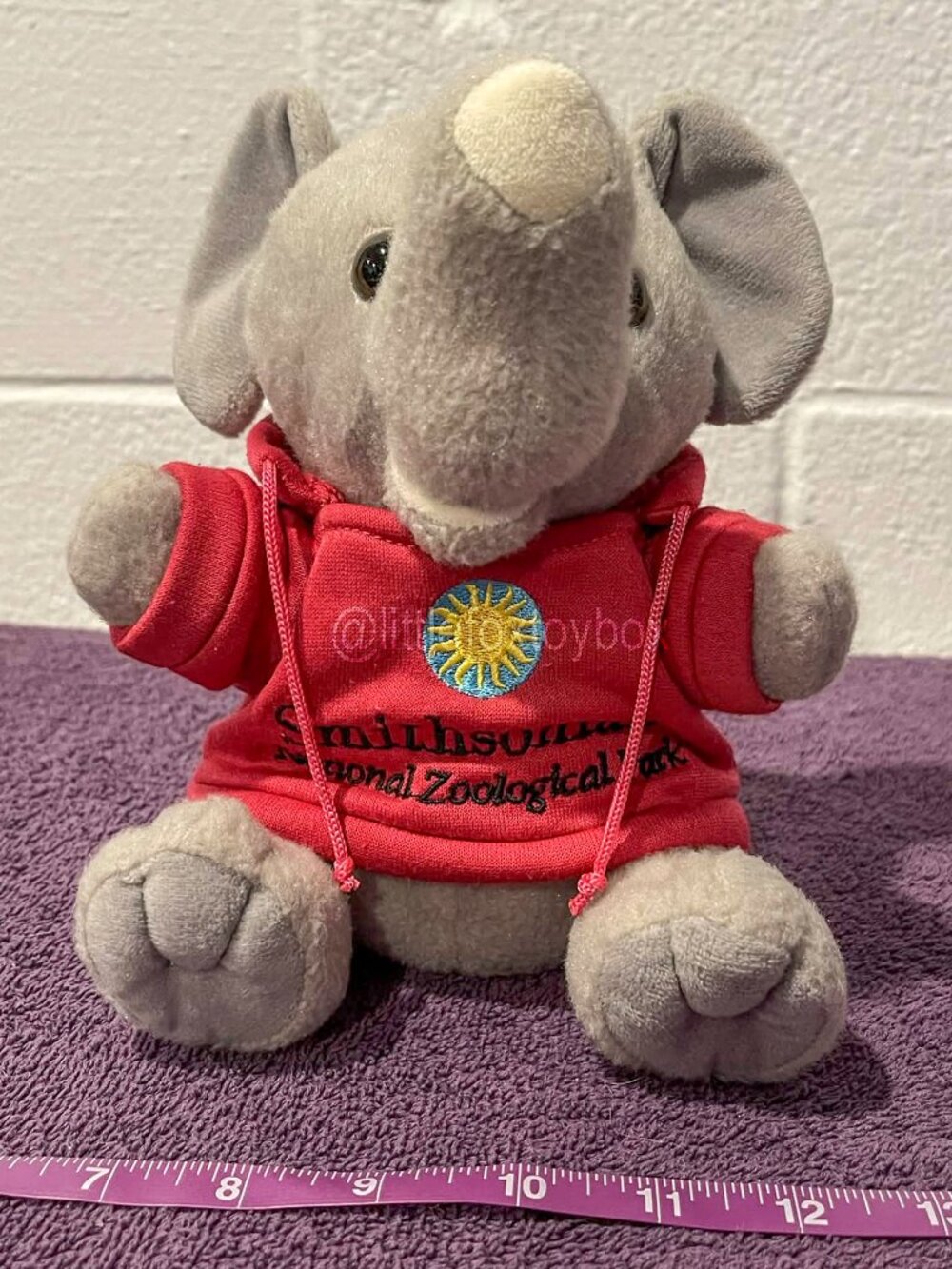 Wild Republic Elephant Plush Smithsonian National Zoo Red Hoodie 8" Stuffed ESSA